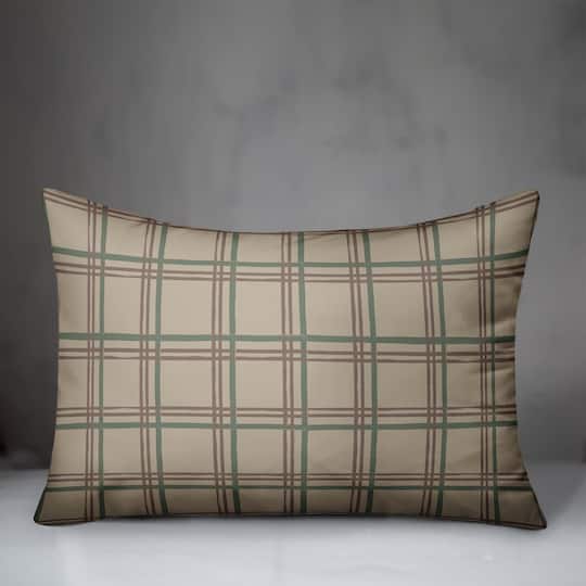 Brown Holiday Plaid Throw Pillow